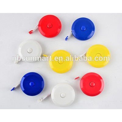 Promotional cheap round customized measuring tape with button