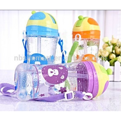 Child water bottle with straw Portable bottle with landyard